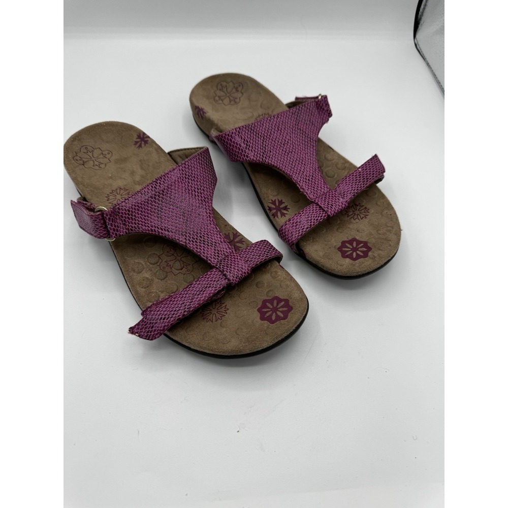 Orthaheel by Vionic Molly Purple Python Slide Sandals summer size 8 EUC SB14